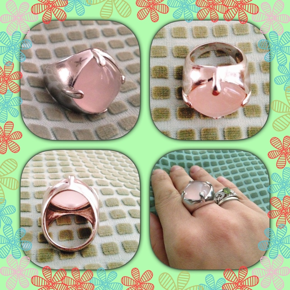 925 silver Rose Quarts witchy ring